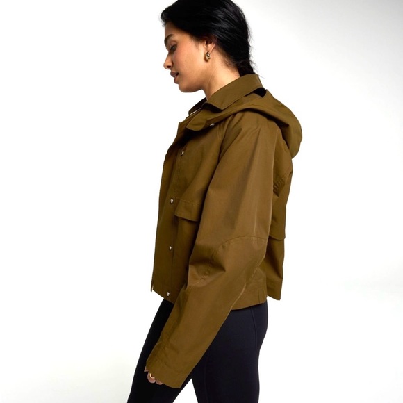 NWT New Calia Womens Crop Trench Coat Jacket Large L Button Pockets Lightweight - Picture 3 of 7